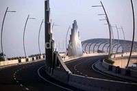 Flyover di Jalan Ahmad Yani, Kota Bekasi, tampil dengan desain yang modern dan futuristik.