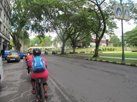 Kawasan esplanade, atau Padang Merdeka adalah pusat Kota Kuching. Letaknya tak jauh dari Waterfront, dan punya pohon-pohon hijau yang rimbun. Bersepeda melintasi jalan ini tak akan terasa melelahkan karena udara yang bersih(Sastri/detikTravel)