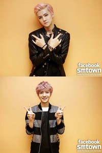 Sehun 'EXO-K' (atas) dan Luhan 'EXO-M' (bawah) tampil dengan warna rambut pink. (SME)