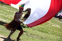 Tarian adat memeriahkan peringatan 50 tahun kembalinya Papua ke Indonesia.
