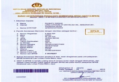 Stok Kertas Habis, Polda Metro Beri STNK dan BPKB Sementara