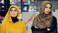 Ayu tampil berkerudung. Noel/detikHOT.