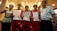 Para atlet kadet dan junior Indonesia berhasil meraih 1 perak melalui Rina dan Erwin di ganda junior putri, serta 3 perunggu yang diraih di nomor tunggal putri oleh Rina, kadet putri oleh Novita, dan beregu kadet putri, oleh Desi Ramadanti, Titin Aidah, dan Anastasya Fabiana.