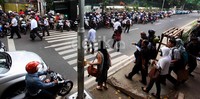 Sulitnya mencari lapangan pekerjaan di Ibukota Jakarta, membuat mereka memilih pekerjaan sebagai tukang ojeg.     