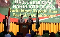 Peringatan hari lahir NU tersebut bertema Berkhidmat Kepada Umat Berbakti Untuk Negeri.
