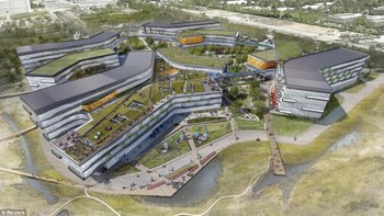     Google akan mengubah total markas besarnya, Googleplex. Dalam rancangan desainnya, markas besar Google akan memiliki 9 bangunan futuristik yang dihubungkan dengan jembatan. Google masih tutup mulut mengenai detail rancangannya.