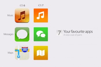     Perbandingan ikon antara iOS 6 dan konsep desain iOS 7. (kredit foto: simply zesty)