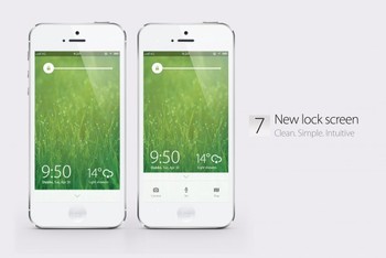     Tampilan lock screen desain konsep iOS 7. (kredit foto: simply zesty)