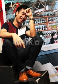 Vidi speechless ketika ditanya hubungannya dengan Cherly 'Cherrybelle'. Gusmun/detikFoto.