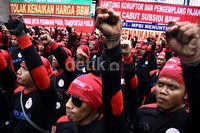Buruh menolak kenaikan harga BBM. Lamhot Aritonang/detikFoto.