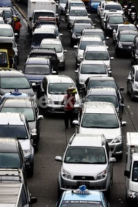 Lalu lintas nyaris tak bergerak. Lamhot Aritonang/detikFoto.