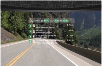 Selain peta, helm tersebut juga bisa menampilkan informasi tempat-tempat menarik yang ada di sekitar lokasi. (indiegogo)