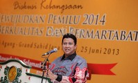 Sementara itu, Ketua Bawaslu Muhammad memberikan keynote speach sebelum diskusi dimulai.