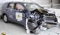 Mobil CR-V setelah mengalami crash test. Mobil ini mendapat rating tertinggi alias 5 bintang karena dinilai mampu melindungi penumpang dan pengemudi saat tabrakan. (Euro NCAP)
