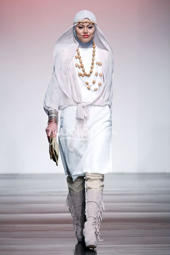 Jakarta, Indonesia - 28 Juni. Ria Miranda Beatnik. Jakarta Islamic Fashion Week 2013 di Hall Jakarta Convention Center. Senayan. 28 Juni 2013. Jakarta. [Foto: Mohammad Abduh/Wolipop]