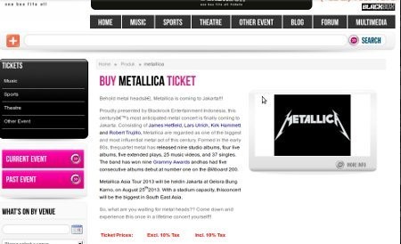 Banjir Peminat, Website Penjualan Tiket Metallica Macet