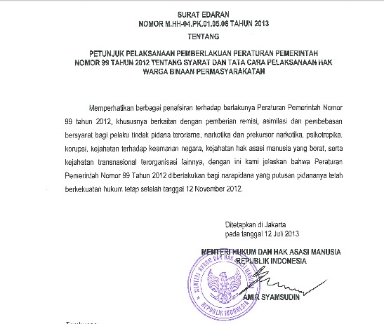  Ini Surat Edaran Menkum Soal Remisi Bagi Koruptor