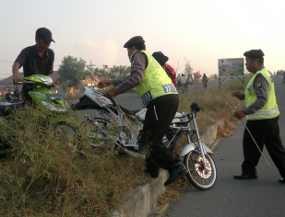 Ratusan Motor Balapan Liar Diamankan di Exit Tol Porong