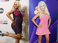 Perbandingan tubuh Christina Aguilera. Valerie Macon/Getty Images/AFP.