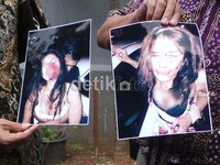 Dua foto saat Nikita dipukulin dengan darah yang keluar dari luka sobek di pelipis dan memar dibawah mata.