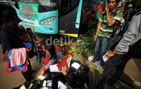 Para pemudik berkumpul di kantor PBNU, Jl Kramat Raya, Jakarta Pusat.