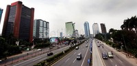 Lengangnya lalu lintas di Jakarta akibat banyaknya warga yang mudik ke kampung halamannya.