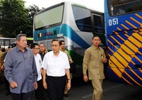 Presiden SBY didampingi Wapres Boediono juga melakukan sidak di Terminal Kampung Rambutan. (Setpres).