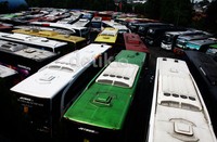 Ratusan bus berbagai jurusan ke daerah Jawa terlihat hanya parkir di Terminal Bus Lebak Bulus, Jakarta Selatan. Lamhot Aritonang/detikFoto.