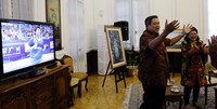 SBY Tampak senang dengan keberhasilan ini. Abror Rizki/Setpres.