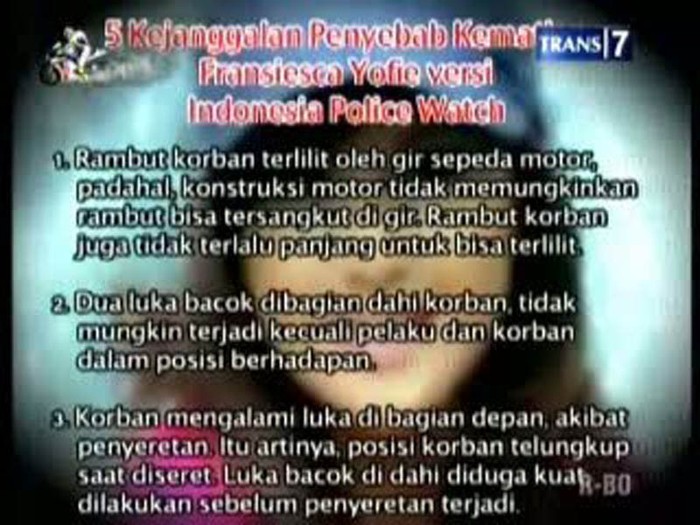 5 Kejanggalan Terbunuhnya Sisca Yofie