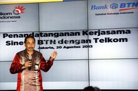 Dirut Telkom Arief Yahya menjelaskan mengenai kerjasama BTN dan Telkom. Lamhot Aritonang/detikFoto.