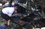 Polisi Olah TKP Kecelakaan Bus Giri Indah