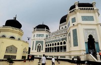 Berbeda dengan masjid lainnya, kubah masjid ini tidak berbentuk bulat namun persegi 8 dan agak gepeng. Kubah berjumlah 5 buah, yang paling besar berada diatas bangunan utama dan 4 lainnya diatas masing2 sayap. Di setiap ujung kubah terdapat ornamen bulan sabit sebagai penghias.