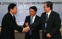 MetalArt Corporation, Jepang dan Astra Otoparts akan membuat forging parts untuk kebutuhan kendaraan roda empat yang akan diproduksi di KIIC, Karawang, Jawa Barat.Dokumentasi AOPS.