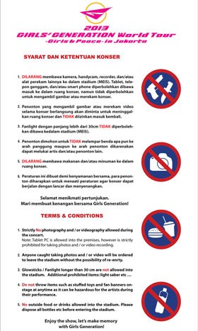 Ini Peraturan untuk Penonton Konser SNSD di Jakarta