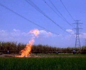 Kobaran Api Setinggi 8 Meter Keluar dari Sumur Bor Milik Warga Ngawi 