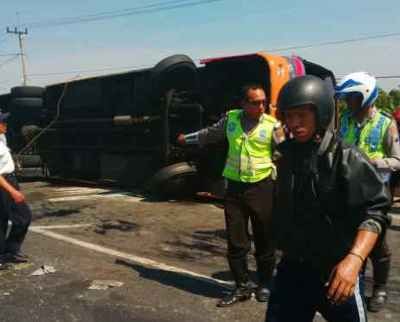 Bus Rajawali Terguling, 2 Orang Tewas dan 3 Luka Berat