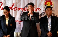 Ketua Umum PB Percasi Hashim Djohohadikusumo memberikan keterangan pers terkait penyelenggaran Indonesia Open Chess Championship 2013.