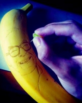 Mona Lisa dan Luffy One Piece Diukir di Atas Kulit Pisang