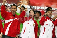 Sejumlah atlet menghadiri penandatanganan kerja sama di kantor BUMN, Jakarta, Senin (30/9/2013).