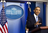 Presiden AS Barack Obama memberikan keterangan pers di Gedung Putih. AFP/Saul Loeb.