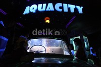 Pengunjung mengisi libur Idul Adha dengan berkunjung ke Seaworld.