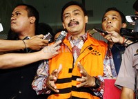 Andi mengaku menerima putusan penahanan dirinya. Mantan Menpora itu juga berharap kasusnya bisa segera tuntas. Lamhot Aritonang/detikFoto.