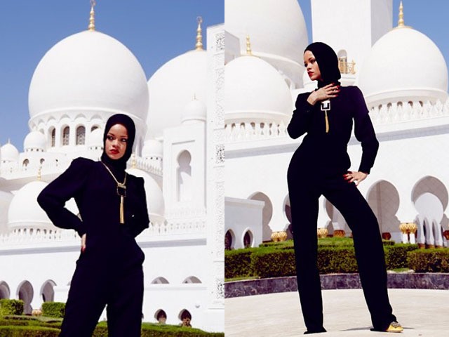 Gaya Berhijab Rihanna di Depan Masjid, Fab or Fail?