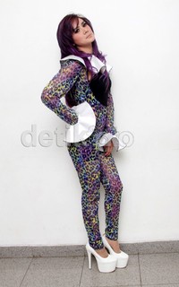 Mulan Jameela bergaya dengan jumpsuit leopard menerawangnya. (dok. detikHOT)