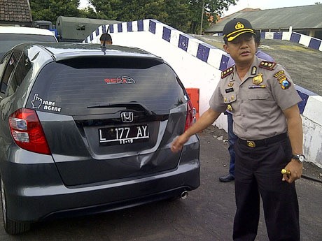 Polisi Amankan Barang Bukti Honda Jazz Penyeruduk Siswa