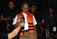 Ia tidak banyak memberikan komentar saat dicecar wartawan. Lamhot Aritonang/detikFoto.