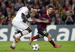 Menjamu Milan, Barca benar-benar dominan. Mereka menggempur tim tamu hampir sepanjang pertandingan.  Reuters/Albert Gea.