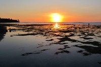 Pantai G-Land berada di dalam Taman Nasional Alas Purwo, Banyuwangi. Satu pemandangan yang dinanti-nanti di sana adalah saat matahari tenggelam. Pemandangannya dijamin cantik! (Afif/detikTravel)