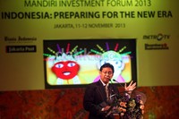 Dirut Bank Mandiri Budi G Sadikin memberikan sambutan.